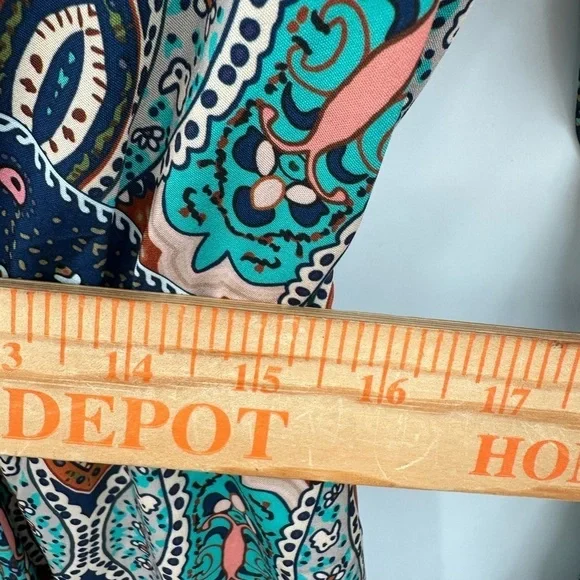 NWT 12 BLOOMCHIC Patchwork boho blue-teal colorful coastal woman maxi dress - Picture 10 of 14